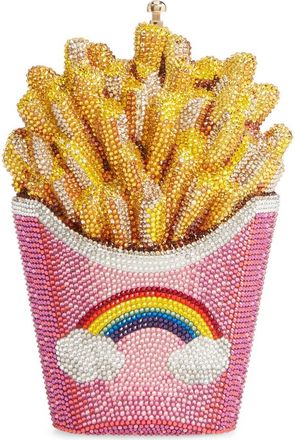 Judith Leiber Rainbow Fries Crystal Embellished Clutch in Pink Multi at Nordstrom