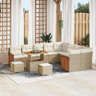 vidaXL Conjunto De Sof&aacute; De Jard&iacute;n 12 Pcs Beige, Crema 90 X 55 X 71 Cm Vidaxl