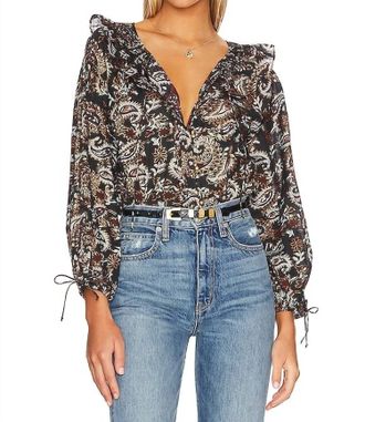 Cleobella Jillian Blouse In Avalon Block Print