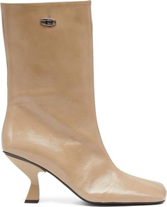 Diesel D-Amber-Square-toe ankle boots with naplak effect - Boots - Woman - Beige