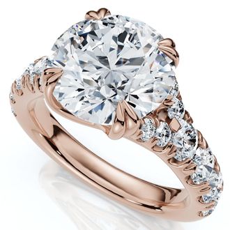 Pompeii3 Certified 4Ct Vivian Diamond Engagement Round Diamond Ring 14k Gold Lab Grown