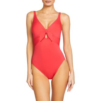 Robin Piccone Ava Knit One-Piece Swimsuit in Sandia at Nordstrom Rack, Size 12