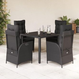 vidaXL Set De Muebles Jard&iacute;n 5 Pzas Con Cojines Rat&aacute;n Sint&eacute;tico Negro