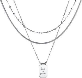 Mantra God Is Good - Layered Necklace in Silver at Nordstrom