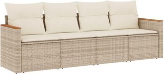 vidaXL Juego De Sof&aacute;s Jard&iacute;n Con Cojines 4 Pzas Rat&aacute;n Sint&eacute;tico Beige Vidaxl