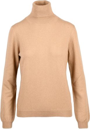 Ballantyne Beige High-Neck Cashmere Sweater with Ribbed Details