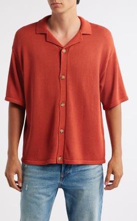 Topman Relaxed Fit Knit Camp Shirt in Red at Nordstrom Rack, Size Xx-Large