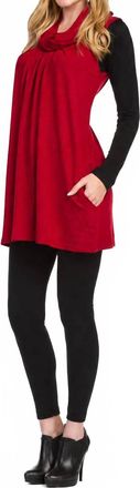 Papillon Cowl Neck Pleat Front Solid Float Dress In Aubergine