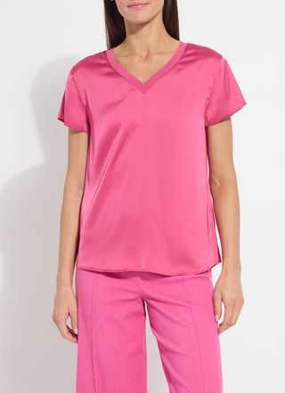 Lyss&eacute; Saori V Neck Mix Media Top