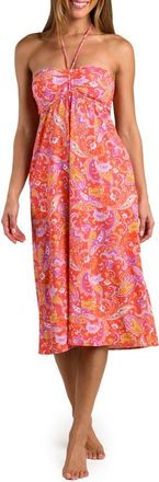 Sunshine 79 Paisely Daze Halter Midi Dress in Orange Multi at Nordstrom, Size X-Small