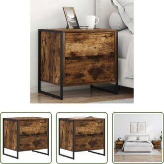 vidaXL Comodino industriale - Comodino Quercia Fumosa 50 x 39.5 x 50 cm Legno multistrato
