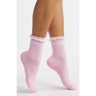 Stems Pointelle Knit Stripe Quarter Socks in Blush Pink at Nordstrom