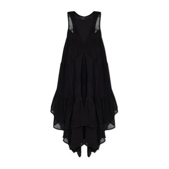 AllSaints Gretel Asymmetrische Gelaagde Midi Jurk - Dames - Korte kleedjes - Zwart - XS - Polyester - Kleedjes