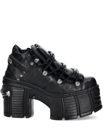 New Rock 120mm M-TM106-C2 buckle-strap platform boots - Black