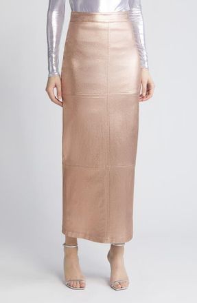 Nikki Lund Iggy Metallic Maxi Skirt in Rosegold at Nordstrom, Size X-Small