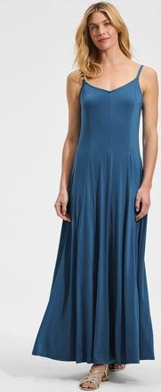Lands End Silky Knit Godet Maxi Dress in Baltic Teal at Nordstrom, Size X-Large