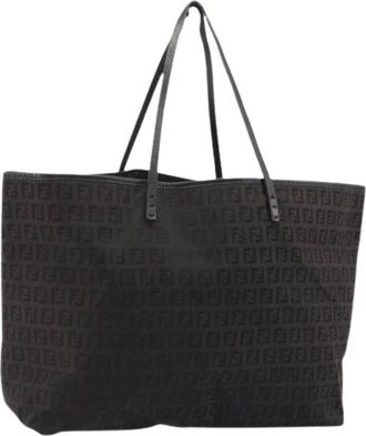 Fendi Pre-owned Tote Bags, female, Black, Size: ONE SIZE Pre-owned Zucchino Canvas Tote Bag