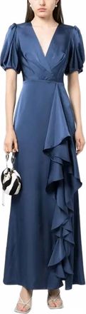 Sachin & Babi Mila Ruffled Gown In Indigo Blue