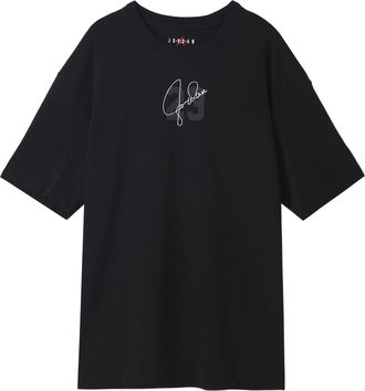 Nike Jordan (WMNS) Air Jordan Essentials Solid Color Logo Alphabet Printing Round Neck Loose Short Sleeve Black T-Shirt DM3245-010