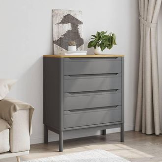vidaXL C&oacute;moda Cajonera Floro Madera Maciza De Pino Gris Vidaxl