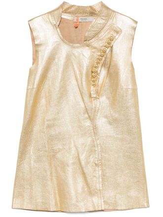 Prada Vintage Sleeveless Golden Leather Buttoned Vest