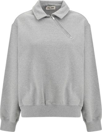 Miu Miu Zip Collar Sweatshirt - Dames - Vesten met rits - Grijs - S - Hoodies & sweatvesten