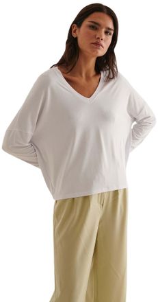 NA-KD v-neck jersey top, white, Small