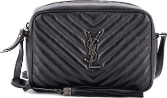 Saint Laurent Lou cameratas matelasse leren kleine crossbodytas met chevron streep - Zwart