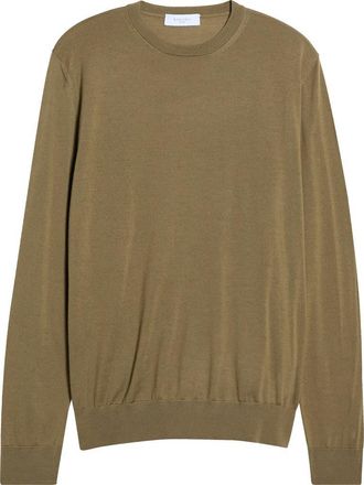Boglioli Wool Crewneck Sweater in Military Green at Nordstrom, Size Xx-Large