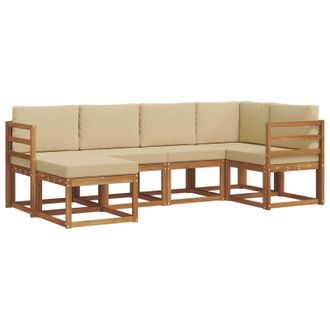 vidaXL Conjunto De Sof&aacute;s De Exterior Con Coj&iacute;n 6 Pcs Natural Y Beige Vidaxl