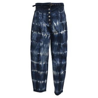 Ulla Johnson Apollo Tie-Dyed Tapered Jeans in Blue Cotton