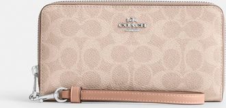 Coach Long Zip Around Wallet In Signature Canvas