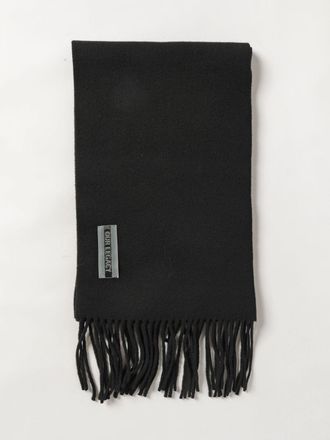 Our Legacy Estate Wool Scarf in Black with Fringed Edges and Logo