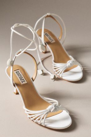 Badgley Mischka Yelena Ankle-Wrap Heeled Sandals