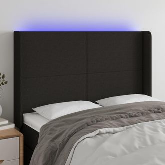 vidaXL Cabecero Con Led De Tela Negro 147x16x118/128 Cm Vidaxl