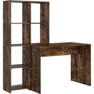 vidaXL Escritorio Con Estante Roble Ahumado 138.5 X 55 X 143 Cm Vidaxl