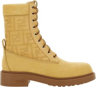 Fendi Filo Combat Boot - Dames - Veterlaarzen - Beige - 39 EU - Leer - Schoenen