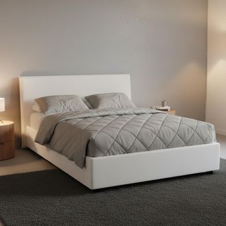Dmora Dmora - Cama De Plaza Y Media Daceret, Cama Contenedor Con Revestimiento De Tela, 100% Made In Italy, Apertura Frontal, Con Colch&oacute;n Cm 120x190 Incluid