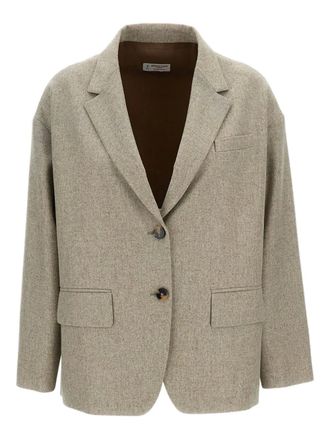 Alberto Biani wool single-breasted blazer - women - Wool - 38 - Neutrals