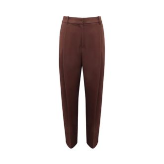 Elisabetta Franchi Straight Trousers, female, Brown, Size: 2XL Pa-125-56E2 Palazzo Trousers
