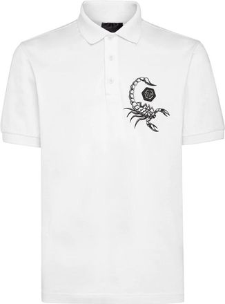Philipp Plein Slim Fit Polo Shirt Scorpion - Heren - Polos - Wit - 2XL - Katoen - Tops