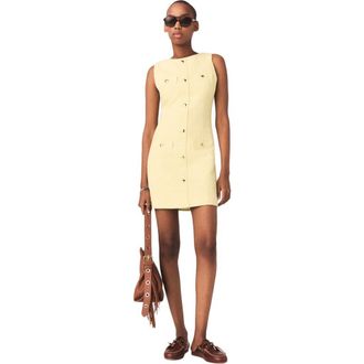 Maje Short tweed dress in Pale Yellow at Nordstrom, Size 40 Eu