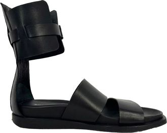 Ann Demeulemeester Belted Ankle Wrap Sandals in Black Leather