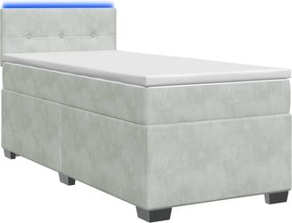 vidaXL Cama Con Base Tapizada, Colch&oacute;n Y Luz Led Gris Claro Vidaxl