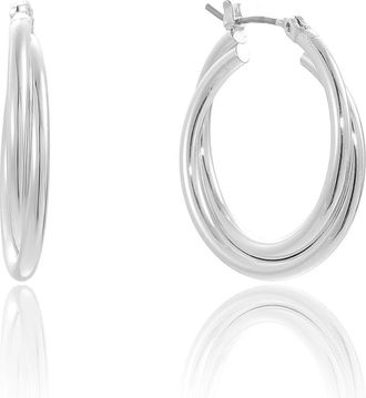 Ettika Twisted Tube Hoop Earrings in Silver at Nordstrom Rack