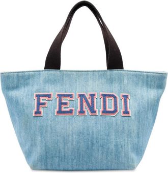 Fendi Pre-owned Fendi Mini Denim Embroidered Logo Tote Ladies QP678MF0FCJTKPQD
