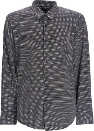 BOSS geometric-print long-sleeve shirt - men - Polyamide/Fabric - M - Black