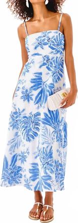 Lilly Pulitzer Jorgian Linen Midi Dress In Resort White Jet Set Jungle