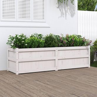Berkfield Home Garden Planter White 180x50x50 cm Solid Wood Pine | Size: 180 x 50 x 50 cm