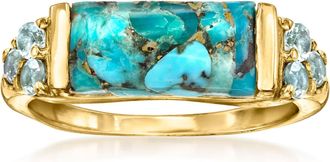 Ross-Simons Turquoise and Sky Blue Topaz Ring in 18kt Gold Over Sterling